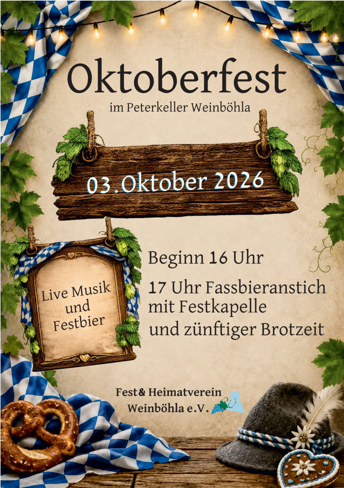 Plakat Oktoberfest im Peterkeller Weinböhla am 03. Oktober 2026