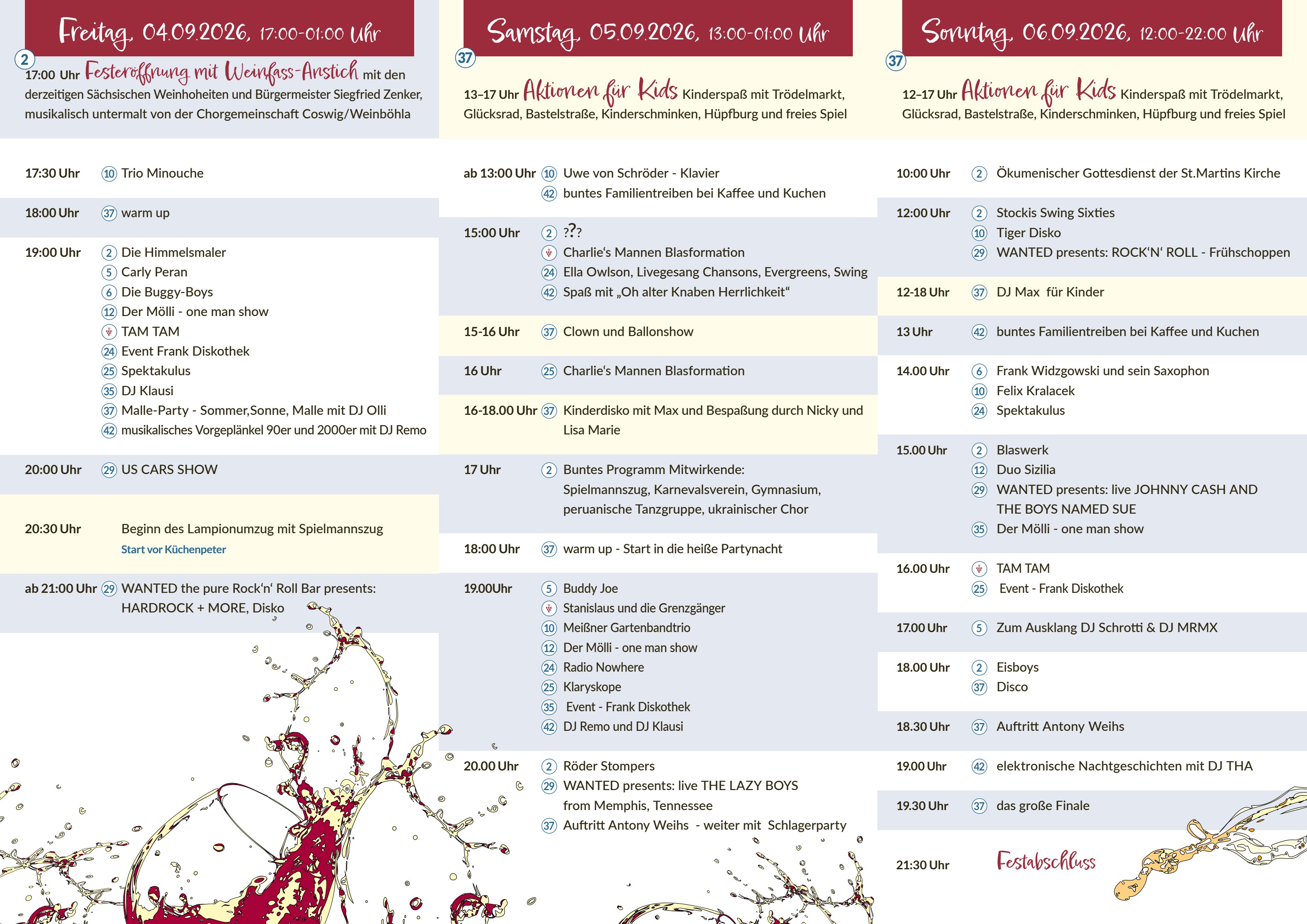 Flyer Seite 2: Programm von Freitag bis Sonntag